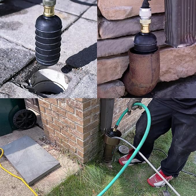 Drain Cleaning Bladder Unclogger Main Drain&Sewer Line,Water-Powered Clog Cleaner Fits 4 to 6 Inch Pipes Includes Bathroom,Swimming Pool,Basement,Bathtub,Kitchen Sink