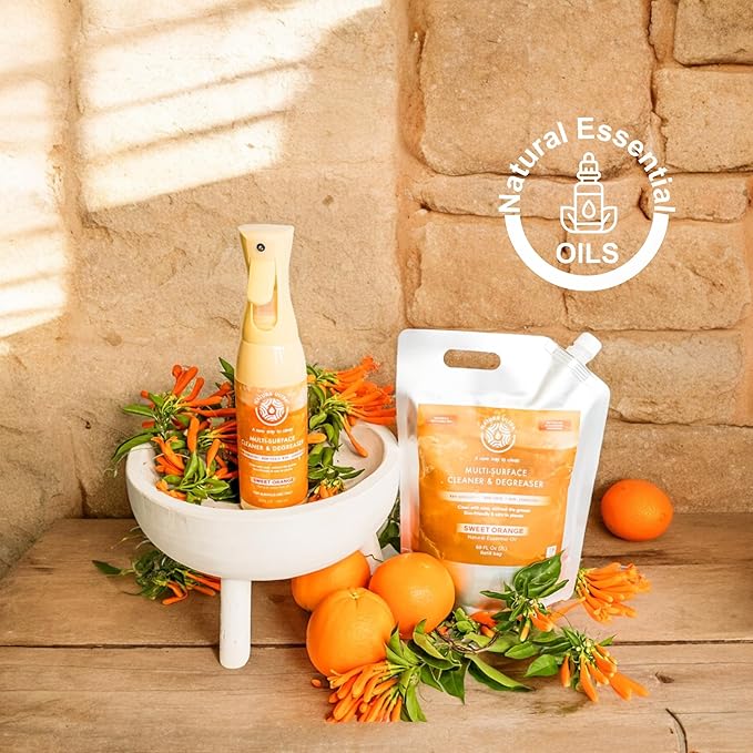 Multi-Surface Cleaner & Degreaser - Home and Kitchen degreasing, Spray for Glass, Countertops, Appliances, and Floors - Eco-Friendly Effective Cleaner & Degreaser (Sweet Orange)
