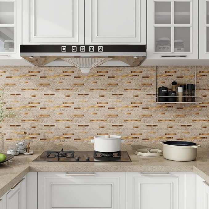 Peel and Stick Backsplash, 10-Sheet Peel and Stick Tiles PVC Wall Tile Stick on Backsplash for Kitchen