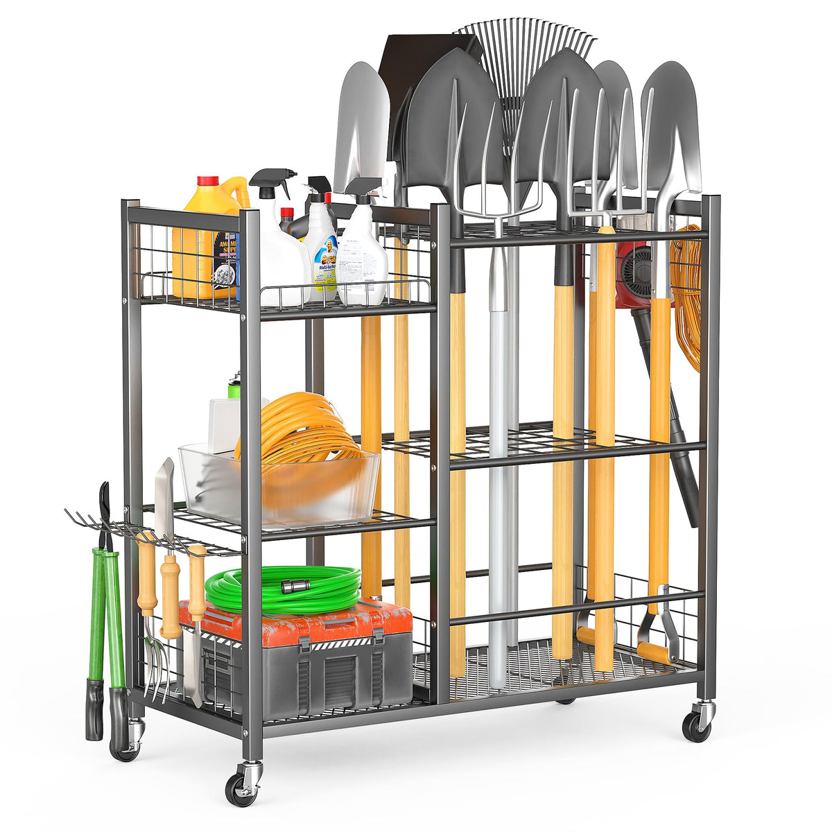 Ultrawall Garden Tool Organizer with Wheels, Yard Tool Storage - Image 1