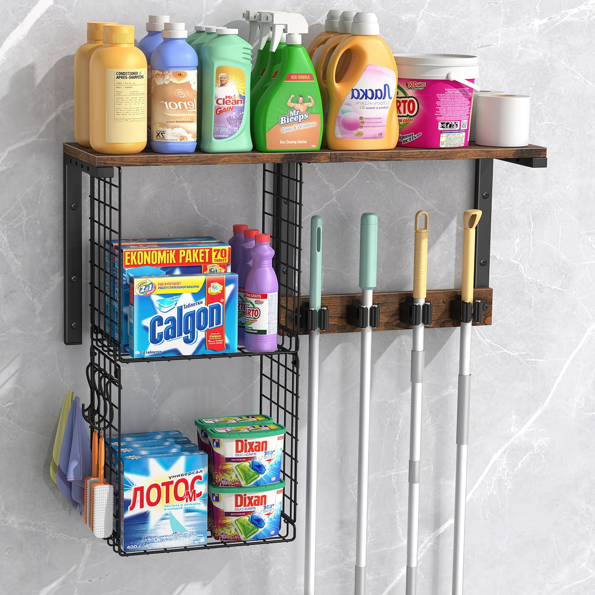 Housolution Wall Mount Broom Holder Laundry Room Storage - Image 1