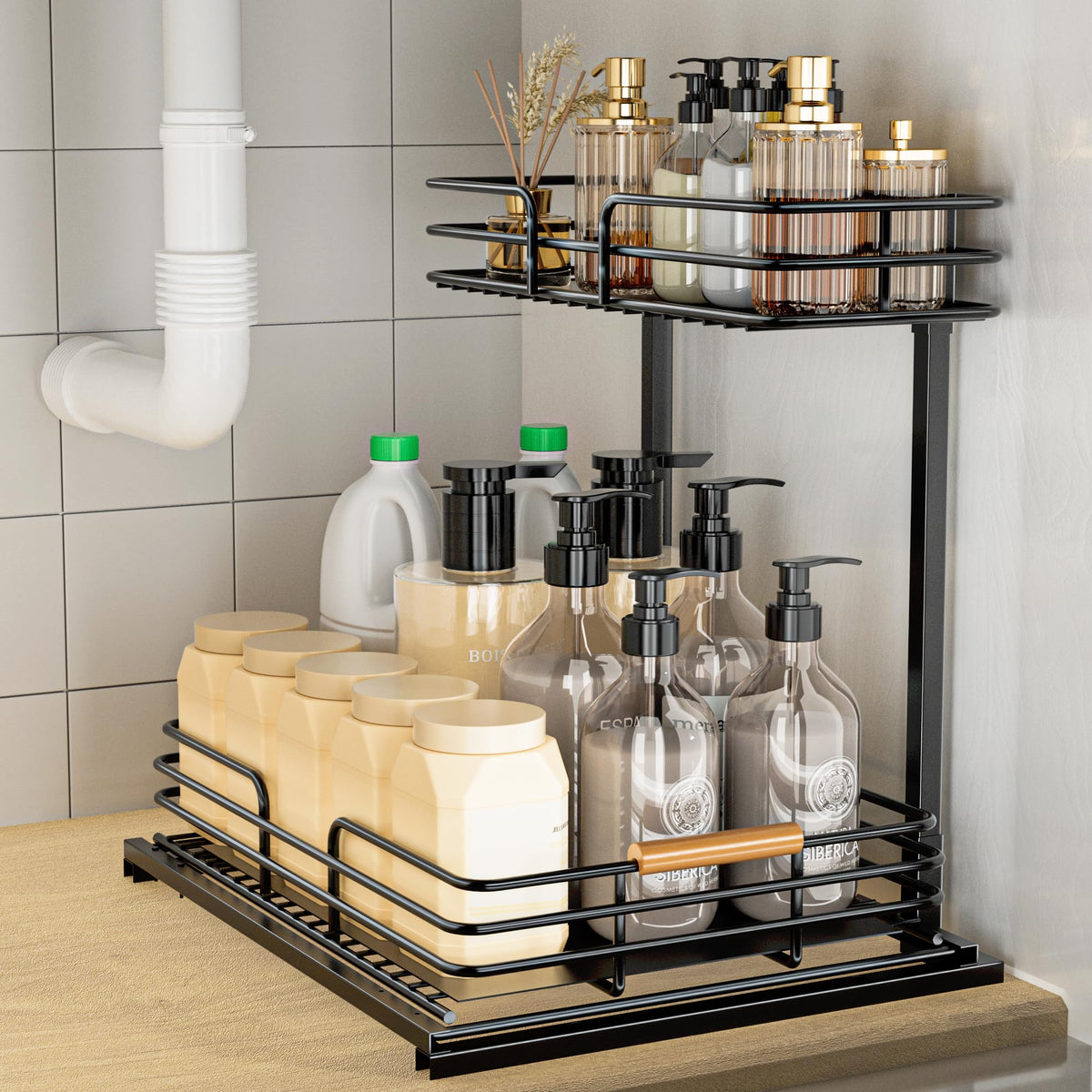 LAMU Under Sink Organizers and Storage, 2 Tier Bathroom Kitchen - Image 1