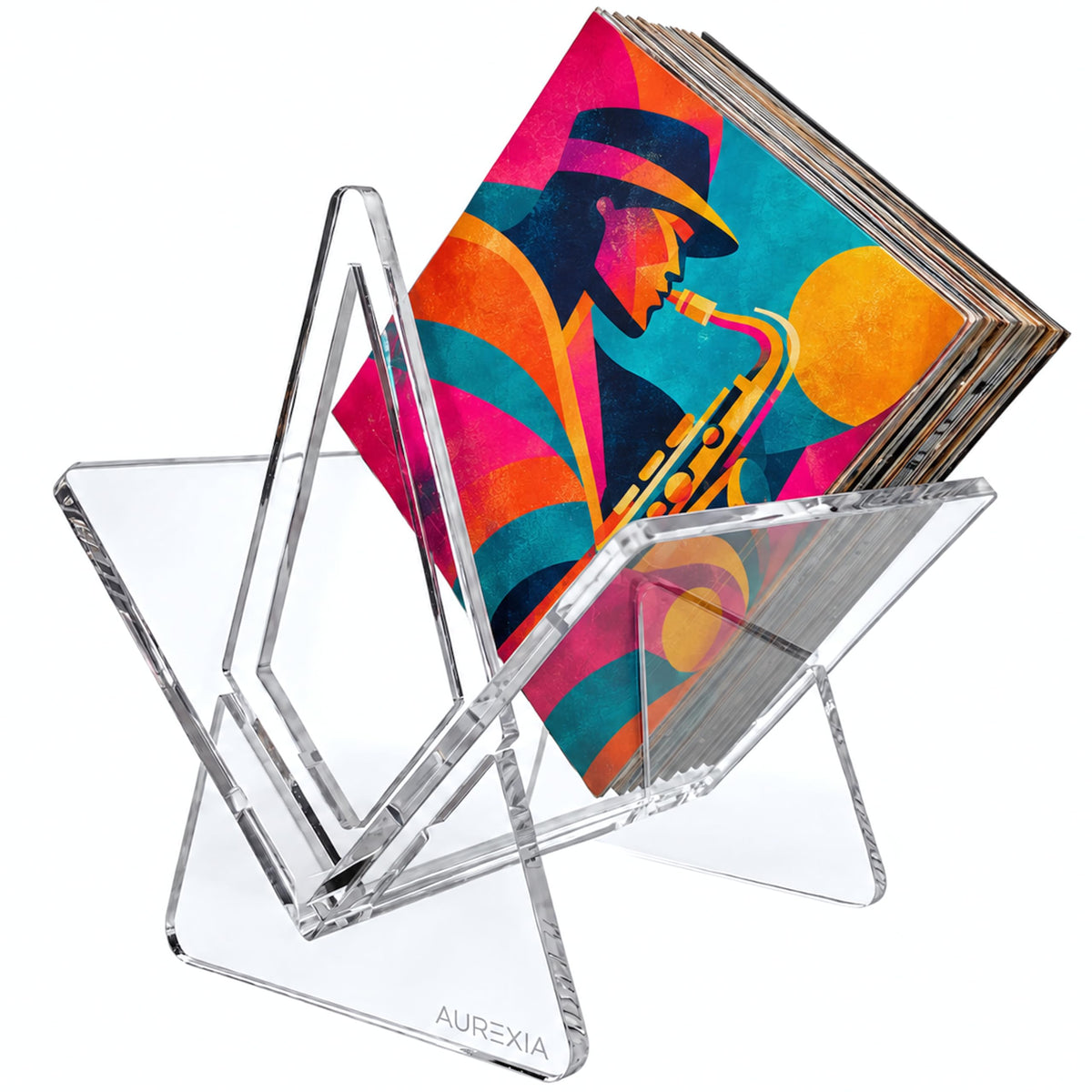 AURΞXIA Vinyl Record Storage Stand - Clear Acrylic LP - Image 1