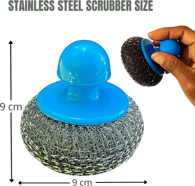 4Pcs Stainless Steel Scrubber with Handle.
