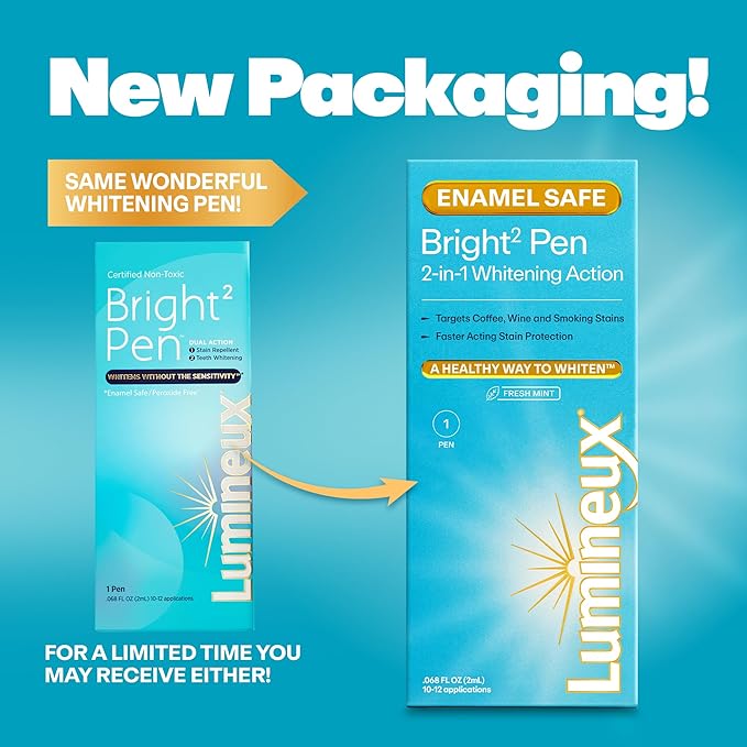 Lumineux 2-in-1 Whitening Pen (2 Pack) Enamel Safe and Clinically Proven to Whiten Without The Sensitivity - Removes Coffee, Tea, and Smoking Stains