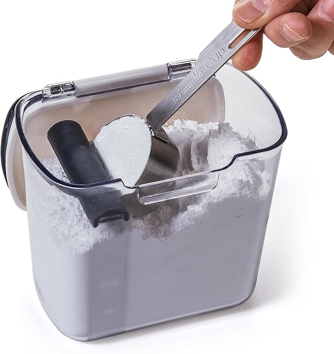 Progressive International Prepworks ProKeeper 2- Piece Kitchen Clear Food Baker's Kitchen Storage Organization Canister Set (Powdered Sugar 1.4-Quart)