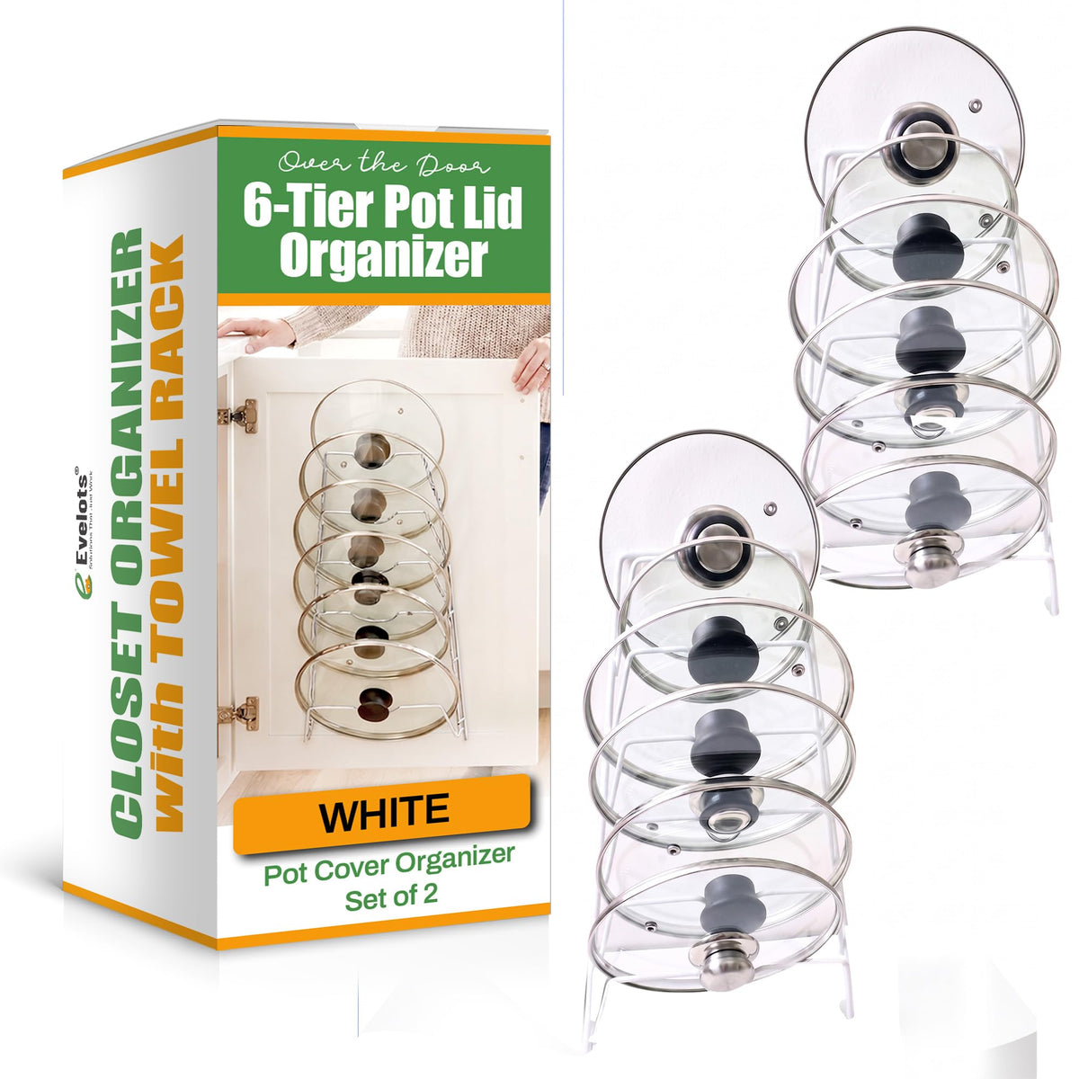 Evelots 6 Pot Lid Organizer for Cabinet or Pantry Wa | All Products - Image 1