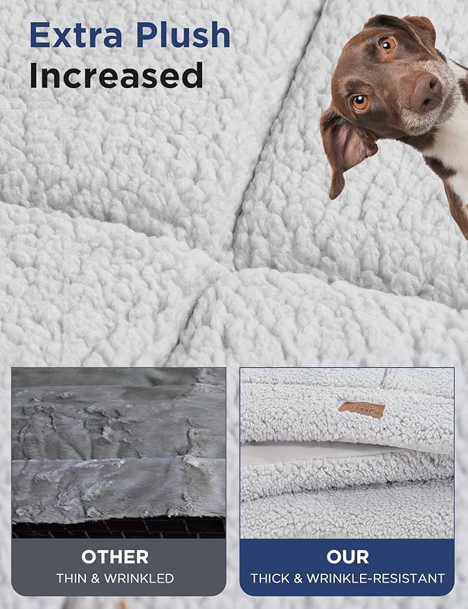 Low-Profile Dog Pad Mat for Extra Large Dogs, Washalbe Ultra Soft Dog Crate Mat, High Density Foam Pet Beds for Indoor & Outdoor Dogs, 44" x 32", Gray