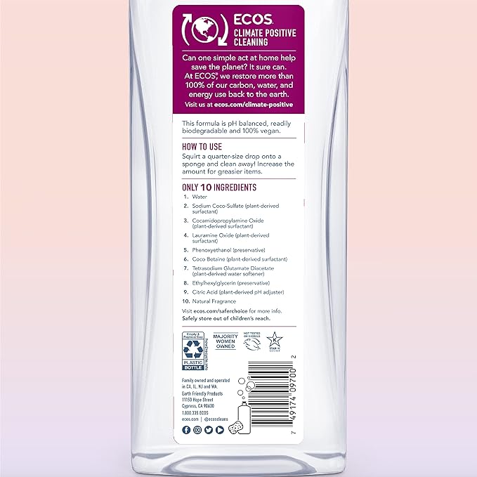 ECOS® Hypoallergenic Dish Soap, Natural Almond, 25oz by Earth Friendly Products (Pack of 2)