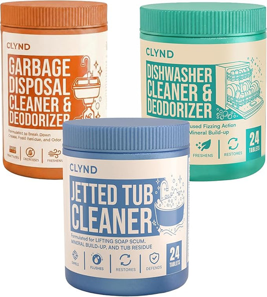 3-Pack Essential Home Maintenance Kit – Jetted Tub, Dishwasher, & Garbage Disposal Cleaner Tablets | Appliance Deep Cleaner Bundle