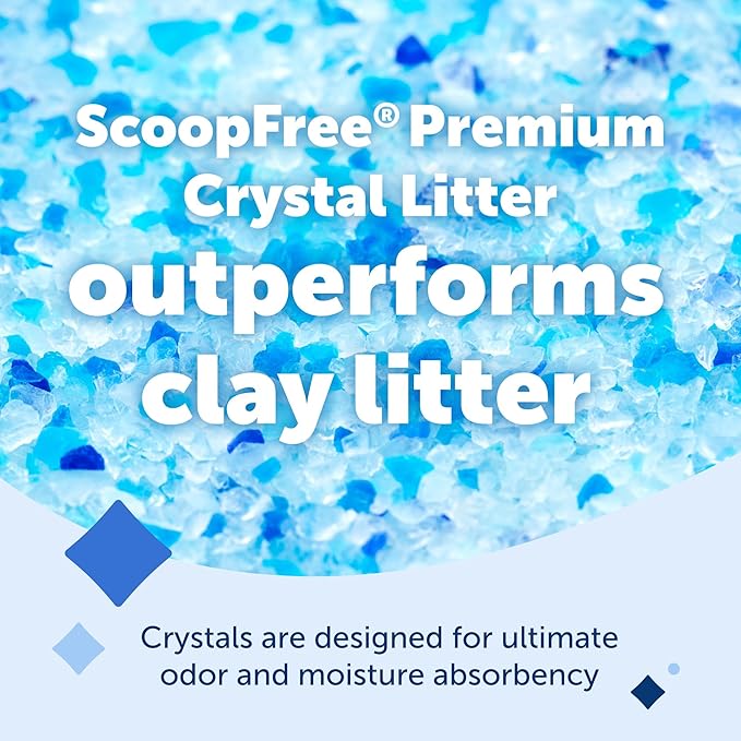 PetSafe ScoopFree Premium Crystal Cat Litter - Ultra-Absorbent Silica Universal Litterbox Crystals - Non-Clumping Odor Control - Fresh Scent - 8 lb Bag