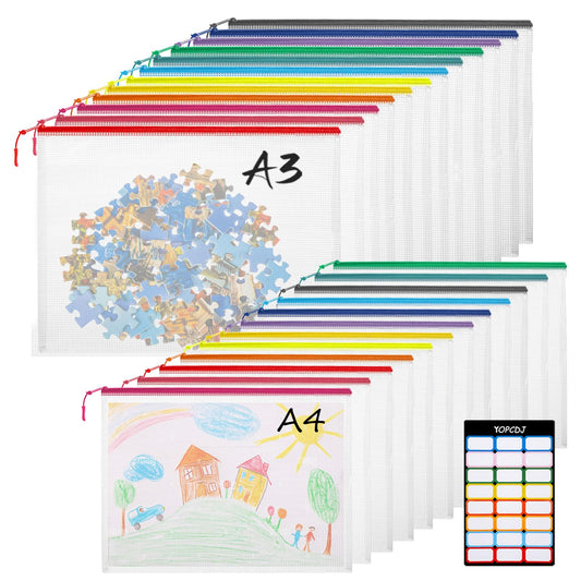 24pcs Mesh Zipper Pouch Bags, 12 Colors Extra Large 12PCS - Image 1