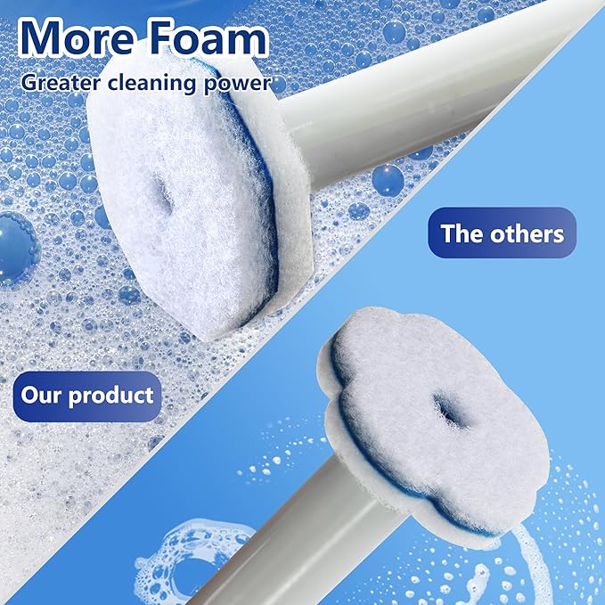 80 Count Toilet Wand Refills for Clorox, Disposable Toilet Brush Head with Rich Foaming, Extra Thick Triple-layer Refills, Strong Cleaning & Scrubbing Power, Disposable Toilet Cleaning System