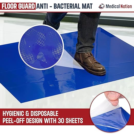 Sticky Mat - 36" x 45" - 120 Blue Sheets (Pack of 4 Mats - 30 Sheets per Mat) for Clean Rooms, Construction, Medical Facilities, Laboratories, Hospitals and Pets - Tacky Adhesive Mats
