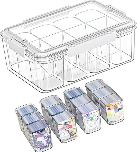 (2026 New) Craft Organizers And Storage With 12 Compartment,Acrylic Organizer Containers With Lids,Clear Bead Organizers And Storage With Handle,Airtight Sewing Box.4 Removable Inner Box. (Clear)