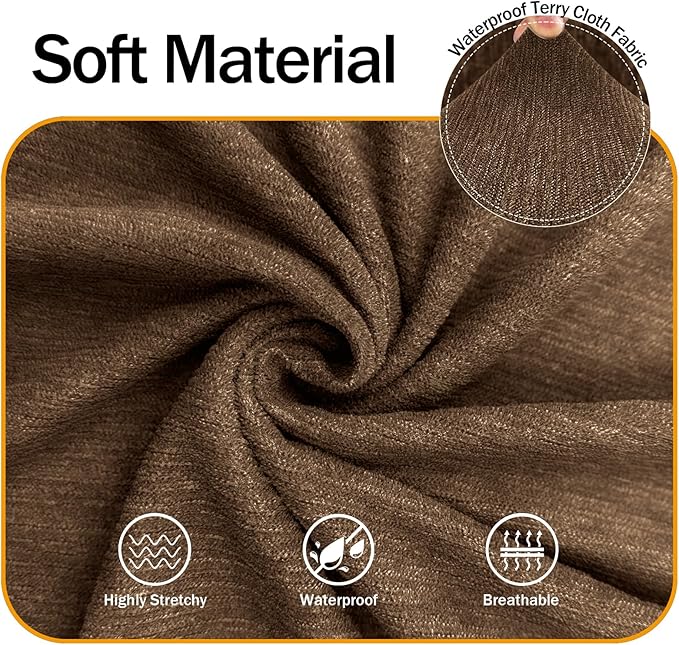 Waterproof Stretch Spandex Loveseat Couch Cover - Non-Slip Soft Sofa Slipcover with Elastic Bottom, Washable Leakproof Furniture Protector for Kids, Pets, Dogs & Cats (Loveseat, Chocolate)