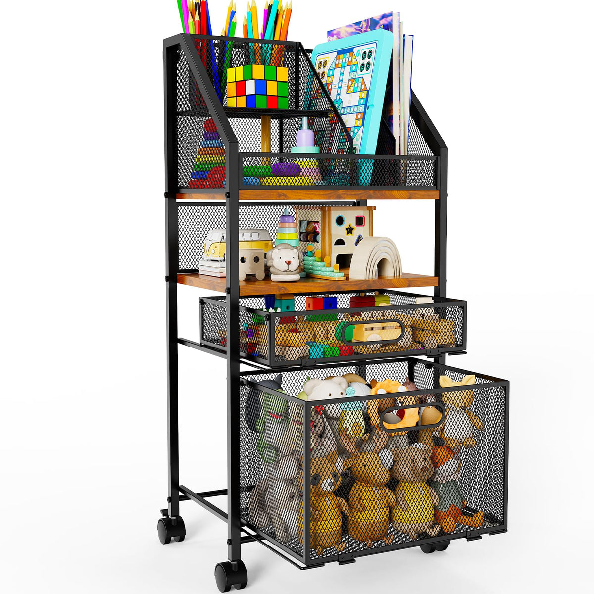 Rolling Cart with Drawers Metal Moving Craft Storage Cart - Image 1