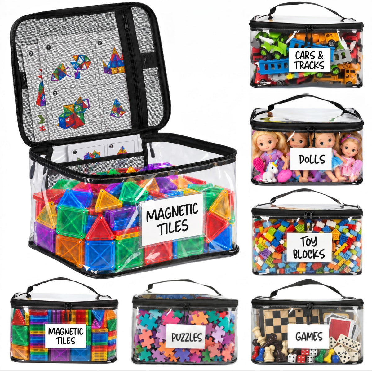 6-Pack Extra Large Clear Toy Storage Bags with Zippers, TPU - Image 1