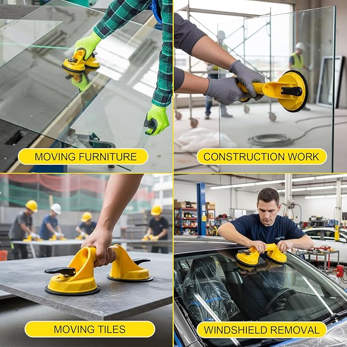 Floor Gap Fixer Tool Kit for Laminate Floor Gap Repair Aluminum Heavy Duty Suction Cup and Rubber Mallet Set for Floating Wood Floors and Moving Glasses(Yellow)