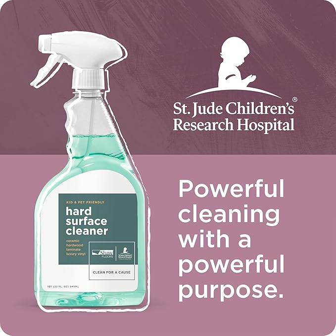 Shaw Floors St.Jude Hard Surface Floor Cleaner Spray- Rinse- Free, Scuffs & Dirt- Safe for Hardwood, Laminate, Luxury Vinyl & Tile - 32 Fl.oz (Pack of 1)