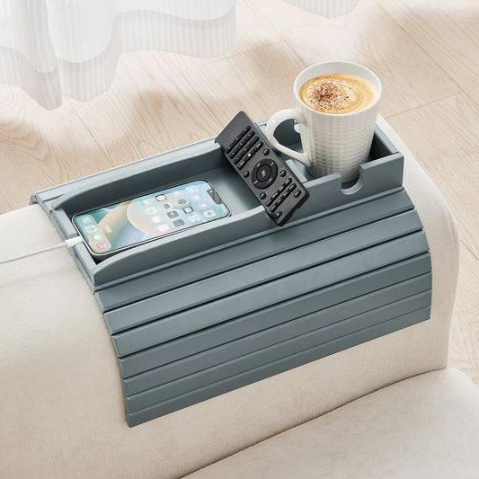Bamboo Couch Cup Holder Tray, Foldable Couch Arm Tray Armrest - Image 1