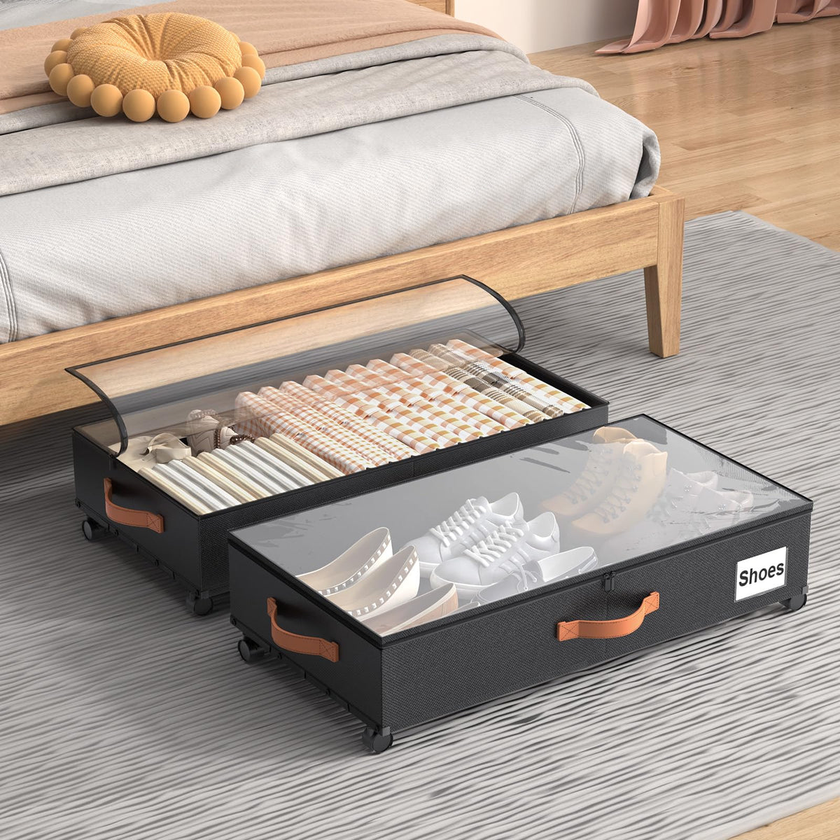 Under Bed Storage Containers with Wheels Large Underbed Shoes - Image 1