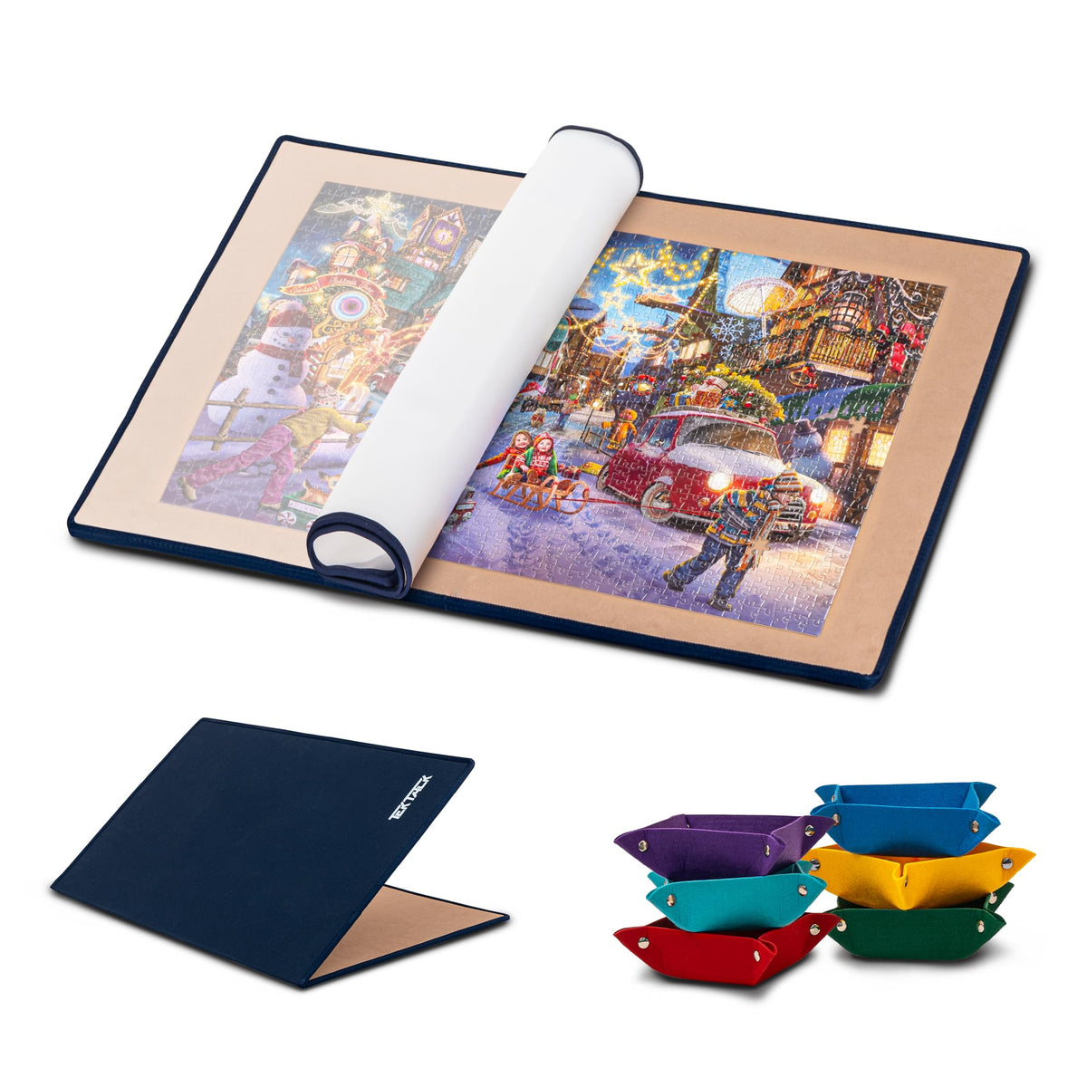 Tektalk Foldable Jigsaw Puzzle Board with 6 Color Sorting - Image 1