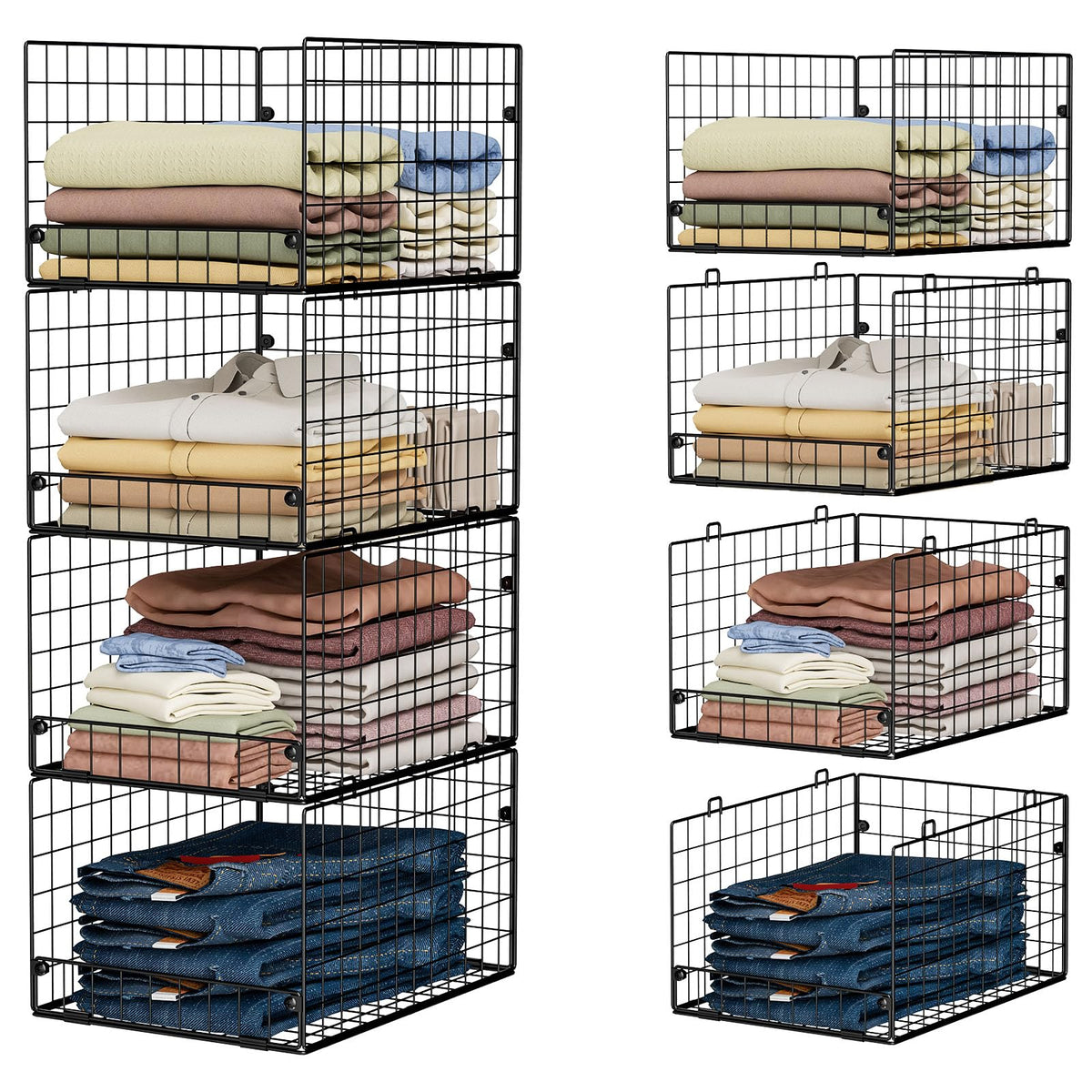 4-Tier Stackable Closet Organizers and Storage Shelves - Image 1