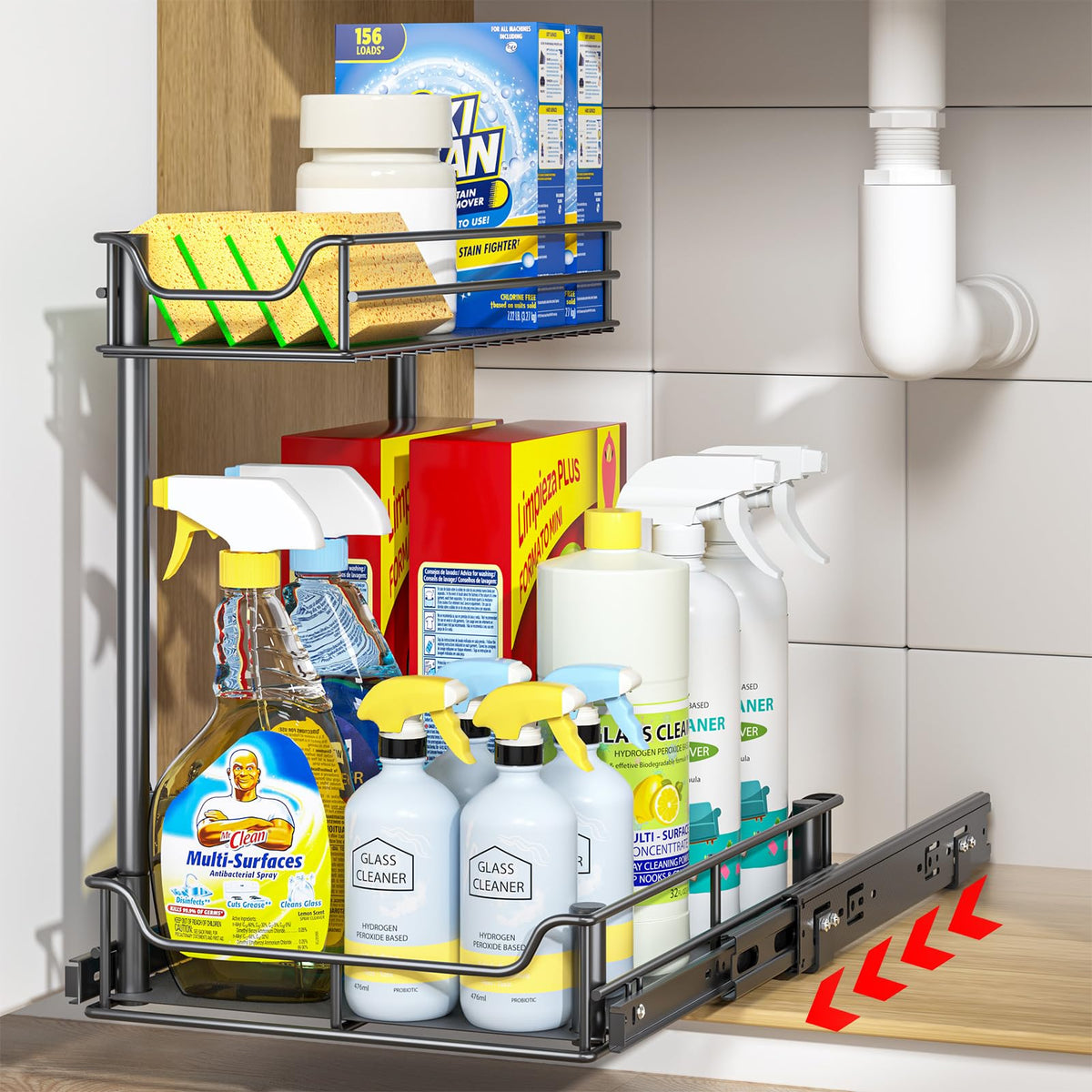 LAMU Under Sink Organizer, Pull Out Cabinet Organizer - Image 1