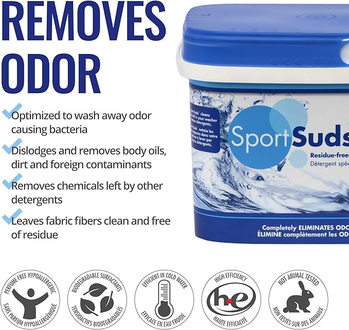 Sport Laundry Detergent, Odor Eliminator Technology, Laundry Soap for Workout Clothes and Everyday Use - Sport Suds 1.8Kg