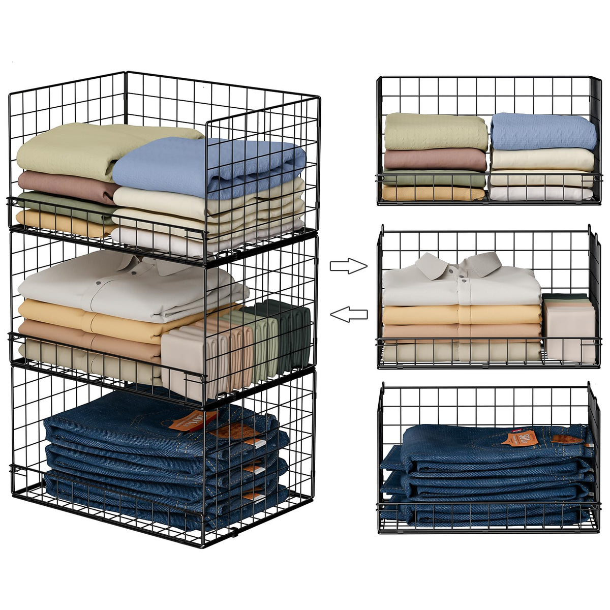 3-Tier Stackable Closet Organizers and Storage Shelves - Image 1