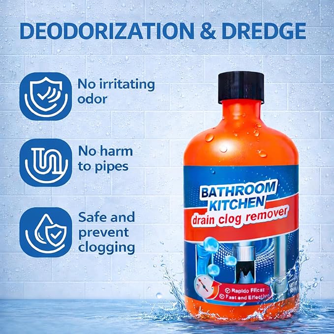 Drain Clog Remover, Liquid Plumber Drain Cleaner, Garbage Disposal Cleaner and Deodorizer, Pipe Cleaners for Shower or Sink Drains, Professional Toilet Unclogs and Removes Hair, Blockage (2 pcs)