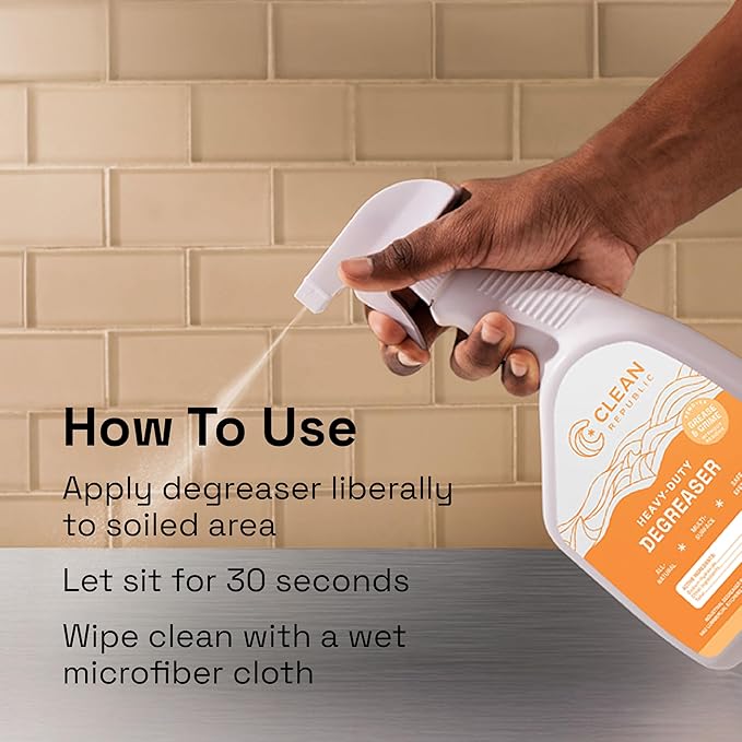 Clean Republic Heavy-Duty Degreaser, Multi-Surface Cleaning Spray for Ovens, Stove Tops, Grills, and More, 32 Fluid Ounce Bottle, 1-Pack