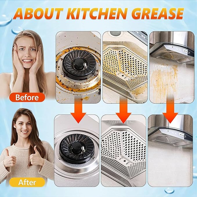 Clean Kitchen Up Oil Stains Spray,Fiell Heavy-Duty Kitchen Degreaser Foam Cleaner,Multi functiona Oil & Stain Foam Remover Spray,For Oven, Counter Tops Stove Range Hood (1pcs)