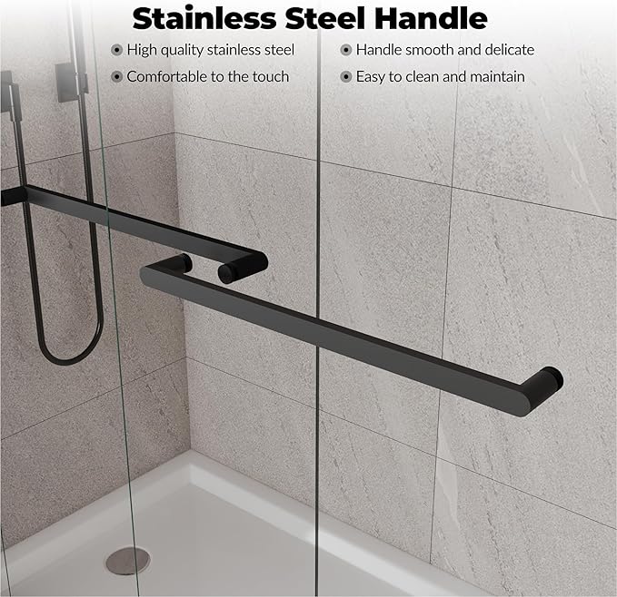 Glass Shower Door 56–60 Inch W × 72 Inch H, Sliding Shower Door with 6mm Tempered Glass, Smooth Glide Shower Glass Door for Contemporary Bathroom
