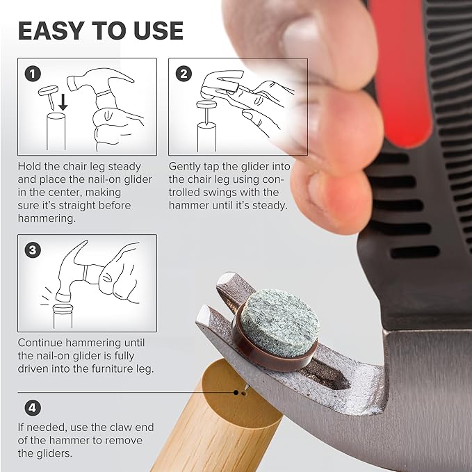 X-Protector Nail-On Furniture Pads Hammer - Small Magnetic Claw Hammer for Installing Furniture Leg Floor Protectors - Compact, Lightweight (8oz)