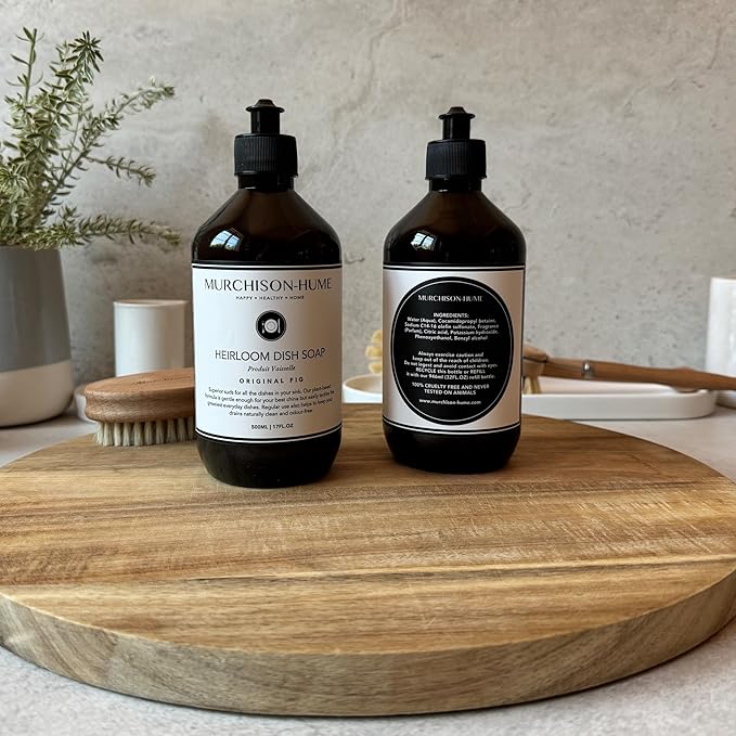Murchison-Hume Dishwashing Soap, 16 fl oz - Original Fig Mild Dish Soap, Non-Toxic, Cuts Grease, Gentle on Hands, Biodegradable, Sulfate-Free, Sustainable, Counter Worthy Design