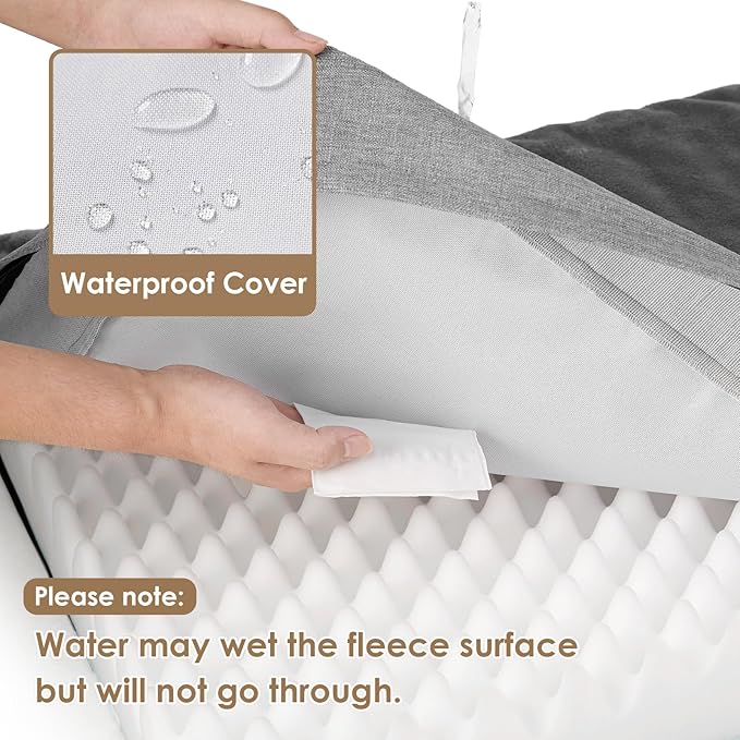 EHEYCIGA Memory Foam Dog Bed Orthopedic 41"x27"，Waterproof Pet Bed for XLarged Dogs ，Washable Pet Mat with Removable Cover, Grey