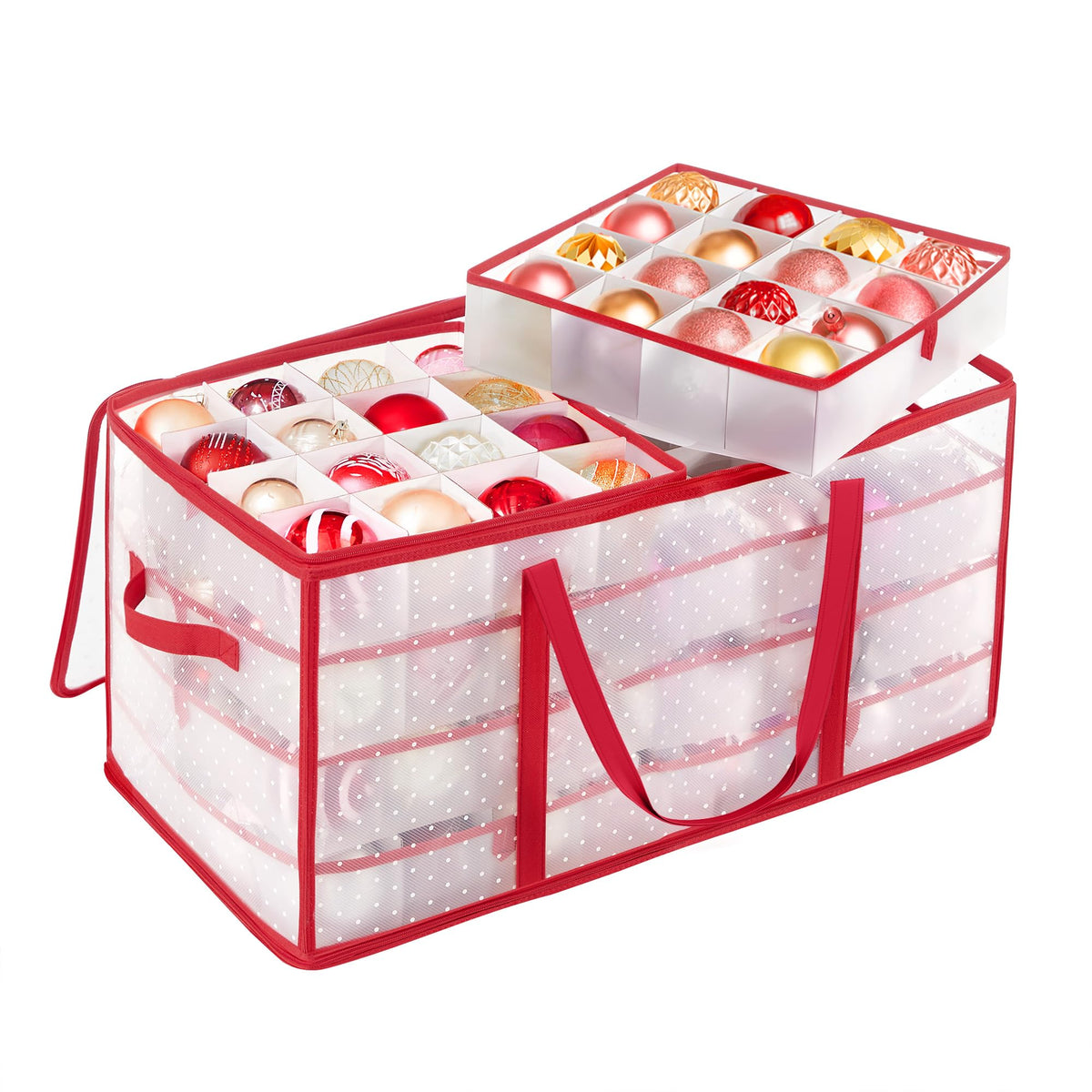 SONGMICS Large Christmas Ornament Storage Box, with 128 Slots - Image 1
