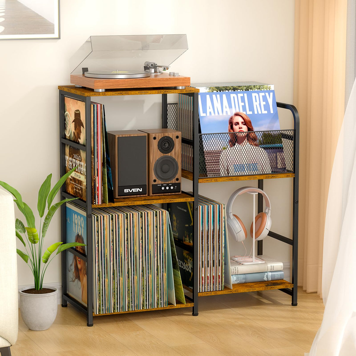 ThreeHio Record Player Stand, Turntable Stand with Vinyl - Image 1