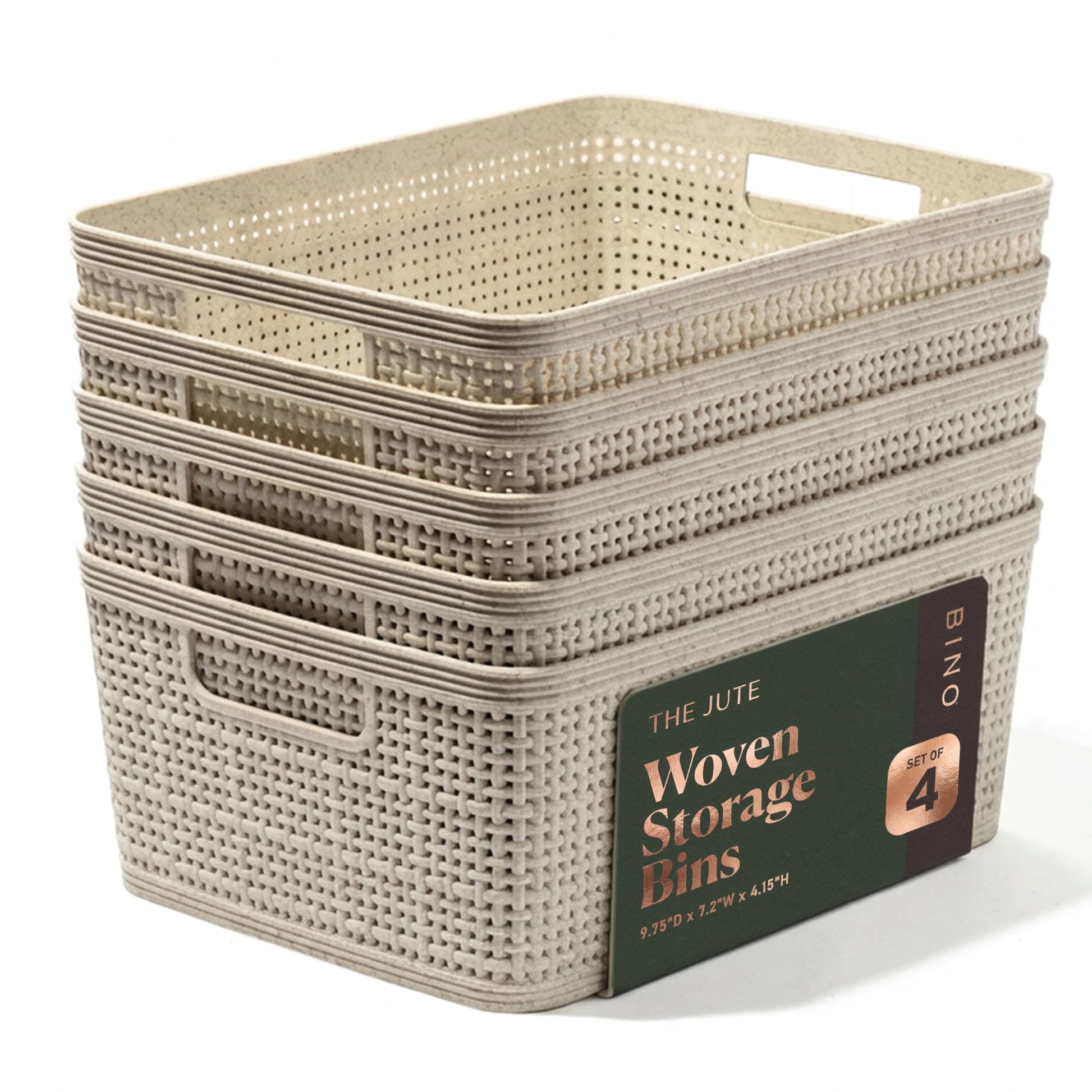 Woven Plastic Basket | Small (Natural), 5-Pack | THE | Home Organizati - Image 1
