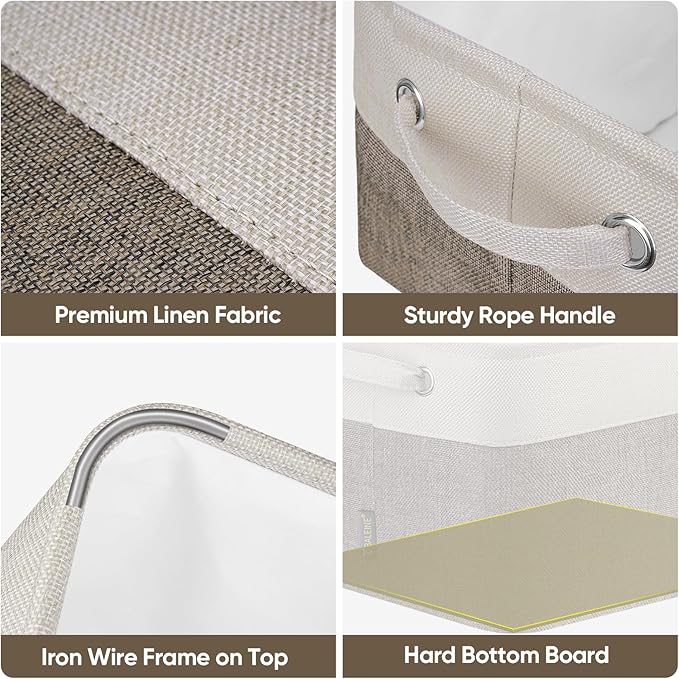 BALEINE 1 Pack Fabric Closet Storage Bins for Shelves, Linen Closet Organizers and Storage, Decorative Baskets for Organizing, Shelf, Clothes, Home, Office (Brown, 15''x11''x9.5'')