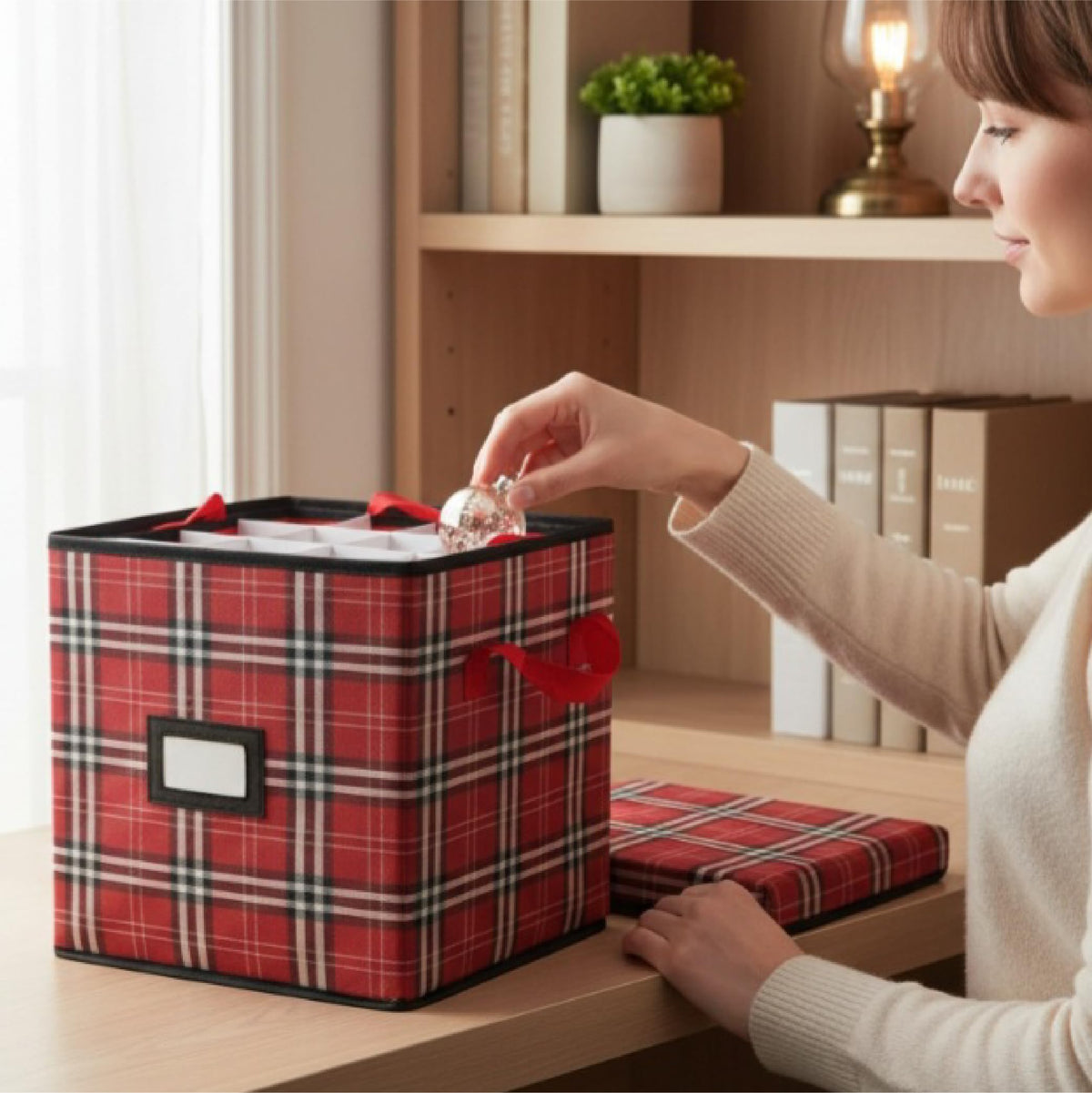 DOMINO STORY Plaid Multipurpose Storage Organizer | Home Organization - Image 1