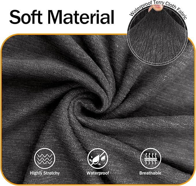 Waterproof Stretch Spandex Loveseat Couch Cover - Non-Slip Soft Sofa Slipcover with Elastic Bottom, Washable Leakproof Furniture Protector for Kids, Pets, Dogs & Cats (Loveseat, Dark Gray)