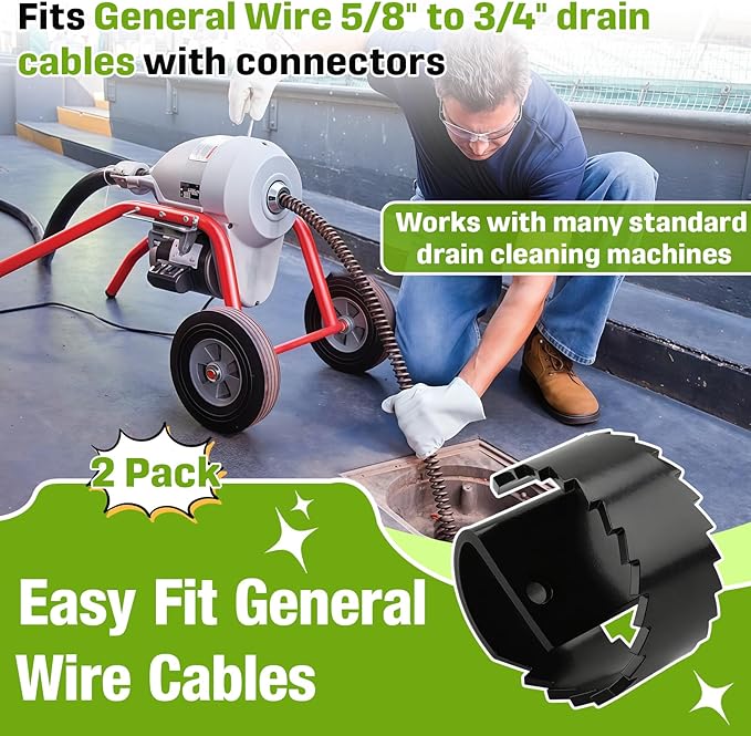 (2 Pack) 3HDB Heavy Duty Root Saw Drain Cleaner Cutter for General Wire 5/8" to 3/4" Drain Cables with Connectors, Alloy Steel Root Cutter Blade for Sewer Line & Pipe Drains Cleaning