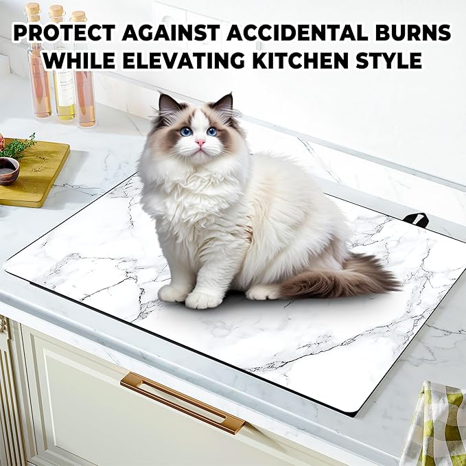 Stove Top Cover for Home Decoration Kitchen Pad Washable Cooktop Covers Countertop Stove Protector Mat for Home Kitchen Cooktops (white, 28"x20")