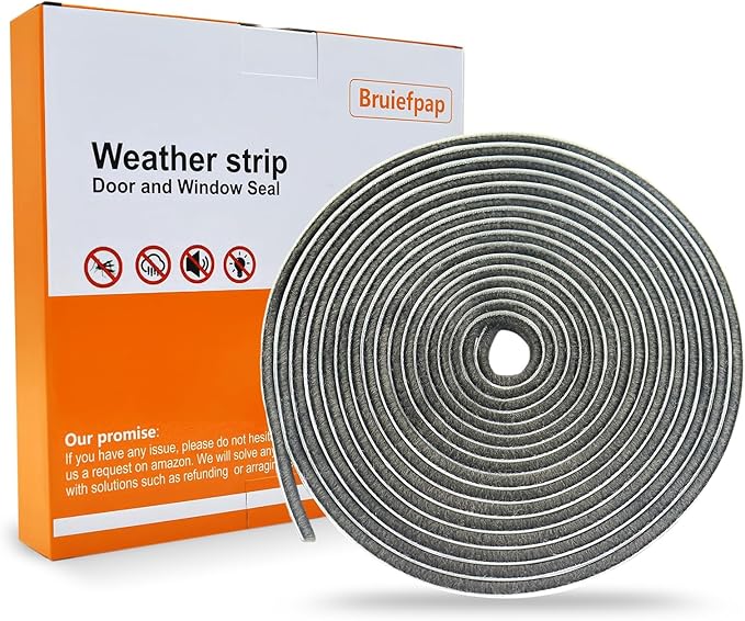 Bruiefpap 24.6FT Weather Stripping for Doors and Windows, Self-Adhesive Window Insulation for Winter, Weatherstrip for Draft Stopper, Soundproofing, Dustproof, 0.35'' Wide x 0.6'' Thick, Grey