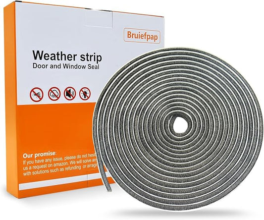 Bruiefpap 24.6FT Weather Stripping for Doors and Windows, Self-Adhesive Window Insulation for Winter, Weatherstrip for Draft Stopper, Soundproofing, Dustproof, 0.35'' Wide x 0.6'' Thick, Grey