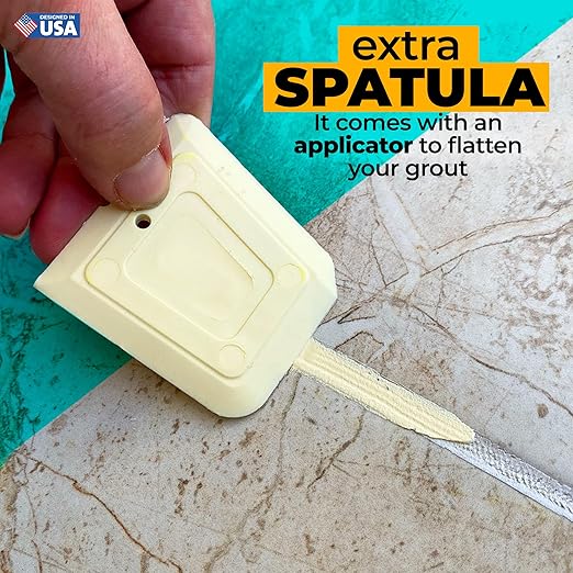Tile Grout Repair Kit - Cream/Ivory - Premixed Acrylic Sanded Grout, Waterproof Formula, Bathroom & Shower Grout Repair, with Plastic Applicator, 13.4 oz / 380 g / 0.84 lb