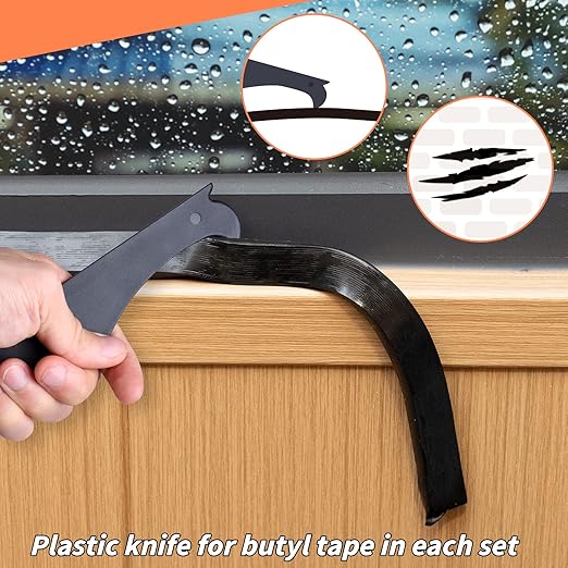 Black Butyl Sealant Tape – 1/2" x 80' Butyl Rubber Sealant, 4 Rolls Multi-Purpose Butyl Rope, and Putty Tape for RV Repair, Window, Boat Sealing, Glass and EDPM Rubber Roof Patching